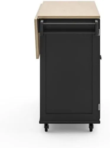 Vista 3 de Hawthorne Collections Carrito de cocina de madera tradicional en negro