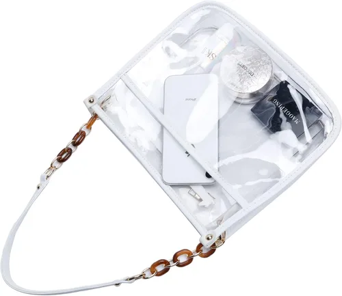 Vista 5 de KKXIU Bolso cruzado transparente de moda para mujeres y adolescentes y niñas aprobado por el estadio bolsa de concierto de piel sintética con correa