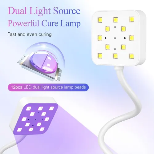 Vista 3 de Luz LED de uñas para uñas de gel - Mini lámpara de uñas de gel inalámbrica de 36 W, esmalte de curado flash, secadora de uñas con 4 veces y sensor
