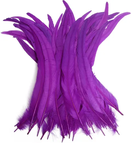 Vista 9 de THARAHT 50 Plumas de Cola de Gallo Naturales de 12-14 Pulgadas (30-35 cm) a Granel para Manualidades, Atadura de Moscas, Boda, Plumas para Fiestas
