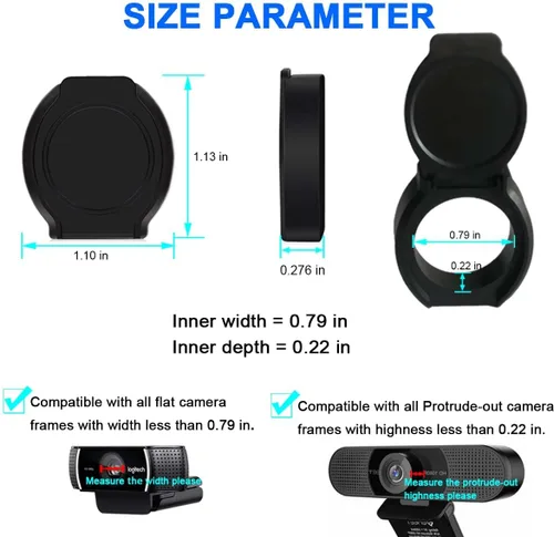 Vista 3 de Paquete de 2 fundas universales para cámara web, cubierta de lente de cámara web externa para computadora de escritorio, cubierta de obturador, clip