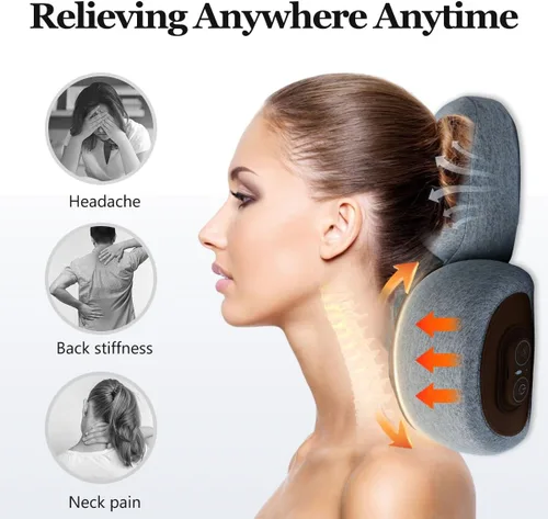 Vista 7 de Almohada de tracción cervical 3 en 1 para masaje, calentamiento, vibración, elevación de airbag, masaje automático, almohada de tracción cervical