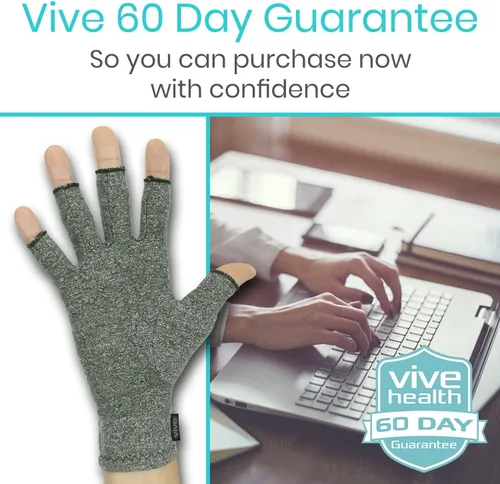 Vista 8 de Vive Guantes de artritis (2 pares) – Guantes de mano de compresión reumatoide para hombres y mujeres para osteoartritis – Alivio del dolor artrítico