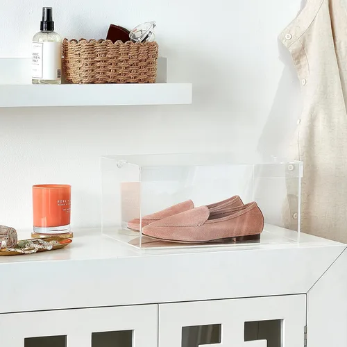 Vista 6 de OnDisplay Caja de zapatos de acrílico de lujo - Caja de zapatos Lucite transparente con tapa (grande/hombre)