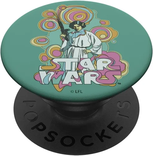 Vista 6 de Star Wars Leia - Póster de título de remolino de color retro PopSockets MagSafe PopGrip para iPhone