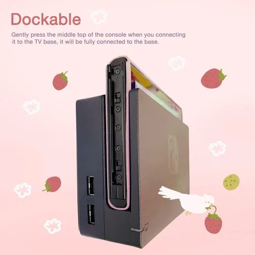Vista 7 de Starry Forest Lindas fundas protectoras para Nintendo Switch con fundas joycon Stick, color rosa, funda femenina Kawaii para Switch, Strawberry