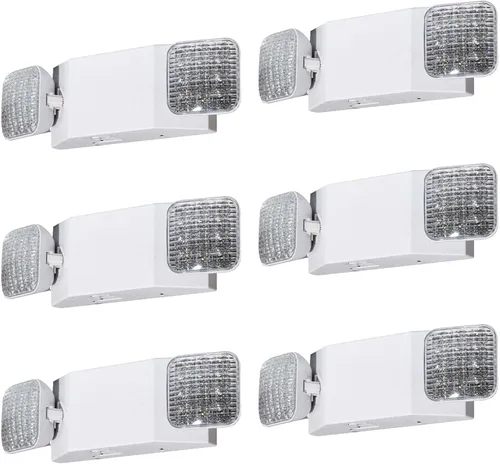 Vista 9 de Luces de emergencia LED con batería de respaldo, luz de emergencia comercial ajustable de dos cabezales, certificación UL, CA 120/277V, accesorios