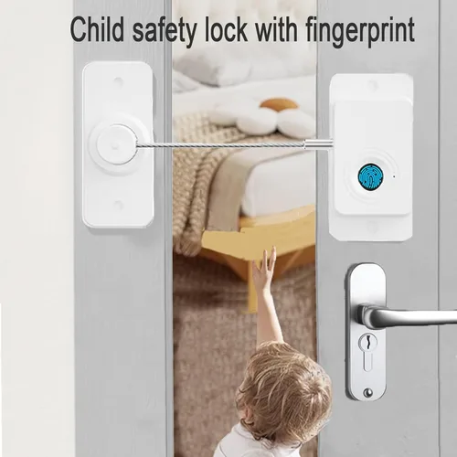 Vista 4 de CMNGJ - Cerradura de seguridad para niños con desbloqueo de huellas dactilares, bloqueo inteligente de gabinete de un solo toque, seguro