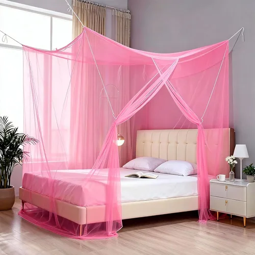 Vista 11 de Mosquitera de 4 esquinas para cama, cortinas de red de dosel de tamaño individual Ultra Fine Mosquitero Bug Protection Net for Bedroom Patio