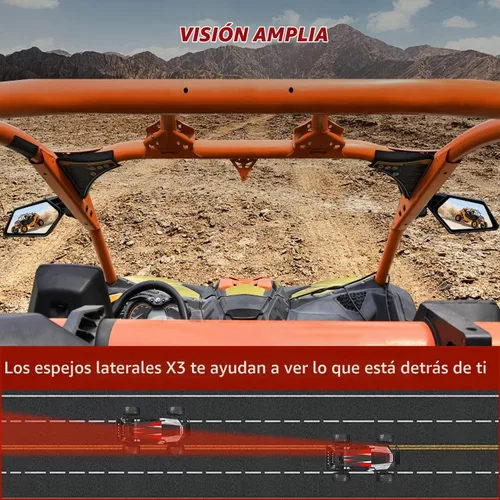 Vista 5 de Frokom Espejos laterales X3 – Can Am Maverick X3 Max X RS/DS/MR/Turbo/R/RR, diseño ajustable y separable