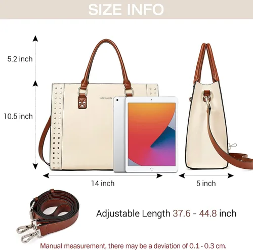 Vista 5 de BOSTANTEN Bolso de cuero para mujer, bolso bandolera con asa superior