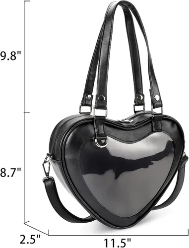 Vista 4 de STEAMEDBUN Ita Bag Bolso cruzado en forma de corazón para exhibición de pines de anime