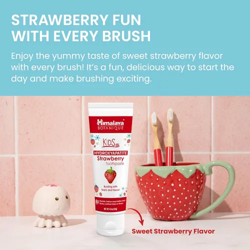 Vista 6 de Himalaya Botanique Pasta dental de hidroxiapatita para niños, sabor a fresa - Nano hidroxiapatita para apoyar la remineralización y restaurar