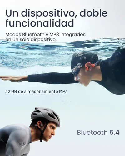 Vista 3 de SHOKZ OpenSwim Pro - Auriculares deportivos de conducción ósea Bluetooth y MP3 de oreja abierta, auriculares de natación, IP68 impermeables