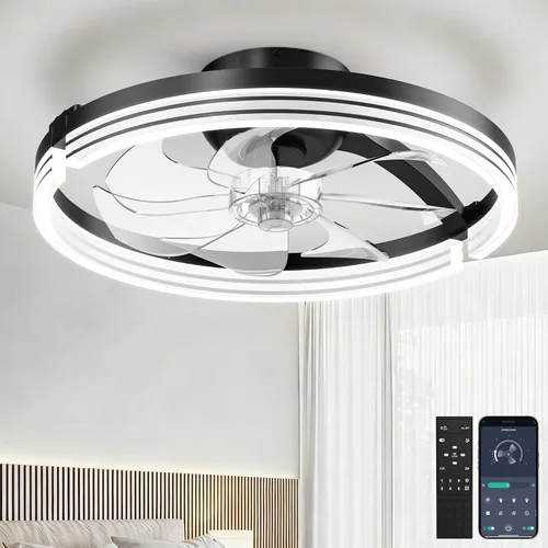 Vista 13 de Ventiladores de techo de 18 pulgadas con luces y control remoto Marfil