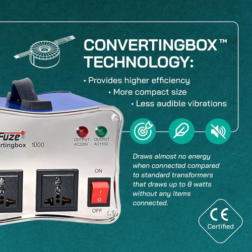 Vista 6 de 1000W Transformador Automático de Voltaje Paso-arriba/Paso-abajo - 110/120v a 220/240v - De Alta Resistencia – Protección de Interruptor de Circuito
