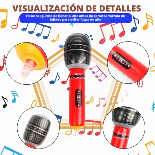 Vista 3 de CCINEE Paquete de 12 micrófonos inflables, micrófono inflable gigante de 9.4 pulgadas, accesorios de micrófono inflable para conciertos musicales