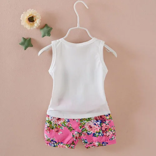 Vista 3 de MH-Lucky Conjuntos cortos de 2 piezas con camiseta pantalones cortos para bebé niña