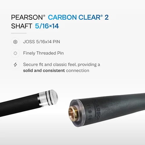 Vista 4 de PEARSON Carbon Clear 2 Shaft – 29” Carbon Fiber Low Deflection Pool Cue Shaft with Clear Ferrule & American Assassin Tip – 11.8mm or 12.4mm – Pro