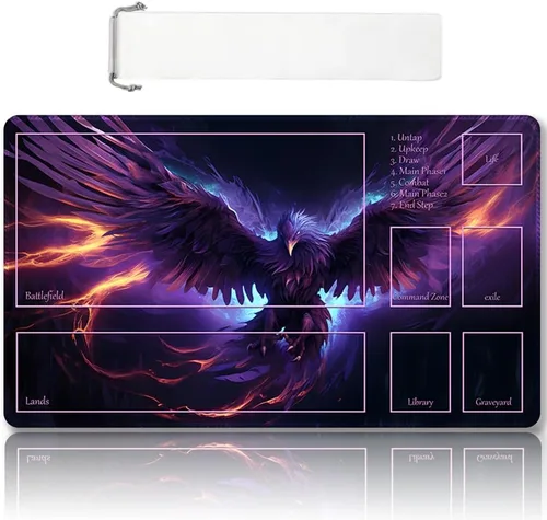 Vista 30 de Tapete de juego MTG cosido de alta calidad con zonas y parte trasera de goma antideslizante, tapete de juego TCG para MTG y otros juegos de cartas