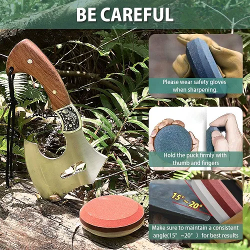 Vista 5 de Paquete de 2 artículos – Disco de afilado multiusos de grano doble con funda – Cuchillo de hacha de hacha Herramientas para machete