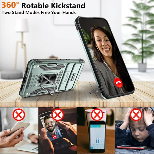 Vista 5 de Funda para Google Pixel 7 Pro, con cubierta deslizante para cámara y protector de pantalla HD, [probado contra caídas de grado militar] Funda