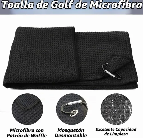 Vista 3 de Kit de accesorios de golf - Toalla de golf de microfibra con patrón de gofre y clip, cepillo limpiador de ranuras para palos con clip, herramienta