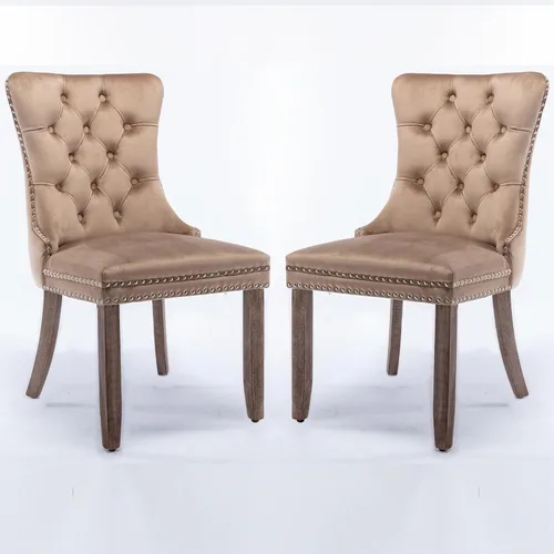 Vista 13 de Parson's Chairs - Silla de comedor tapizada de terciopelo de madera maciza con patas chapadas de acero inoxidable cromado, ribete de cabeza de clavo