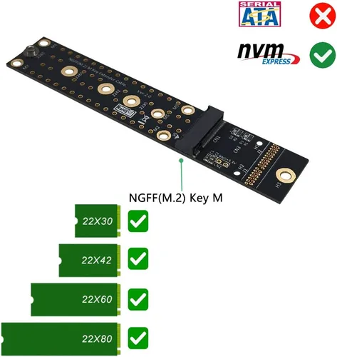 Vista 2 de HLT Extensor de cable de extensión SSD NVMe M.2 (NGFF) Key M PCIe3.0 x4 velocidad completa