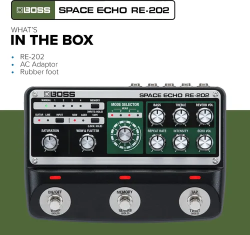 Vista 12 de BOSS RE-202 Space Echo Pedal de Efectos de Eco de Cinta, Delay y Reverberación Recreación Moderna del Legendario Roland RE-201 Space Echo