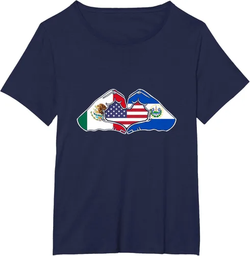 Vista 20 de Corazón manos México, El Salvador y Estados Unidos. Camiseta, Negro