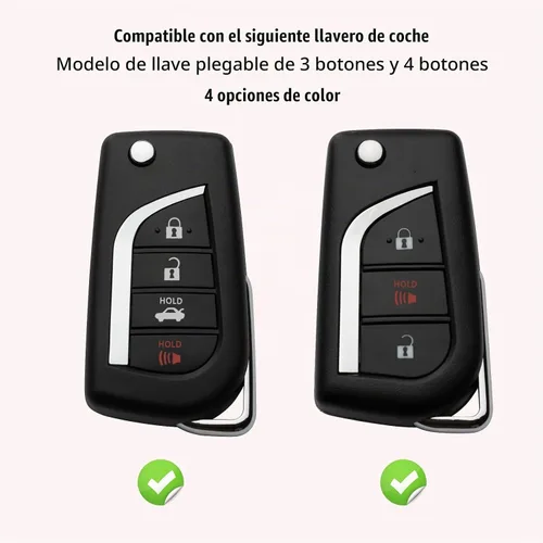 Vista 3 de Compatible con Toyota Corolla Funda para Llavero Negro con Tapa Flip Cadena de Llave para Coche Protector CHR Camry rav4 Corolla iM Accesorios