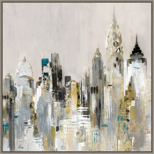 Vista 13 de Amanti Art Lienzo enmarcado para pared, paisaje urbano dorado de 16 x 16 pulgadas, por Valerie Mravyan, lienzo enmarcado para pared, obras de arte