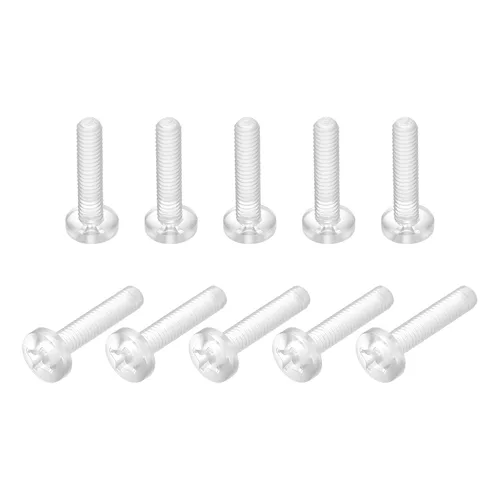 Vista 21 de uxcell M2x6mm plástico Phillips pernos 50pcs PC Pan cabeza máquina tornillos transparentes