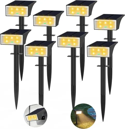 Vista 12 de Focos solares para exteriores con indicador de nivel de batería de 4 LED 2-Blanco fresco
