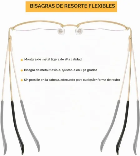 Vista 5 de Gleyemor Gafas de luz azul en forma de corazón para mujer, bonitas gafas de computadora 01 Dorado