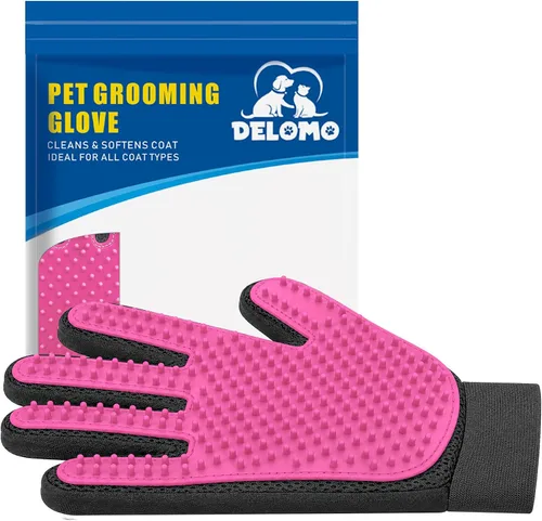 Vista 9 de Guante removedor de pelo para mascotas, cepillo suave para guantes de aseo de mascotas, guante de eliminación de pelos, guante de masaje con diseño