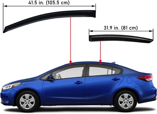Vista 2 de Lightronic Visera de ventana de ventilación automática de montaje exterior extraduradera, se adapta a Kia Forte Sedan 2014-2018 (excluye hatchback)