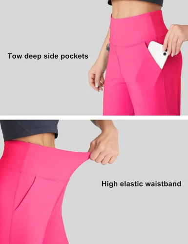 Vista 4 de Dragon Fit Pantalones deportivos para mujer con bolsillos, cintura alta, entrenamiento, yoga, pantalones de chándal cónicos, pantalones de descanso