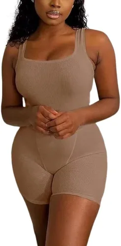 Vista 2 de Conjunto de 2 piezas de punto acanalado para mujer conjunto de camiseta sin mangas para gimnasio ropa de calle deportivo ropa deportiva de verano