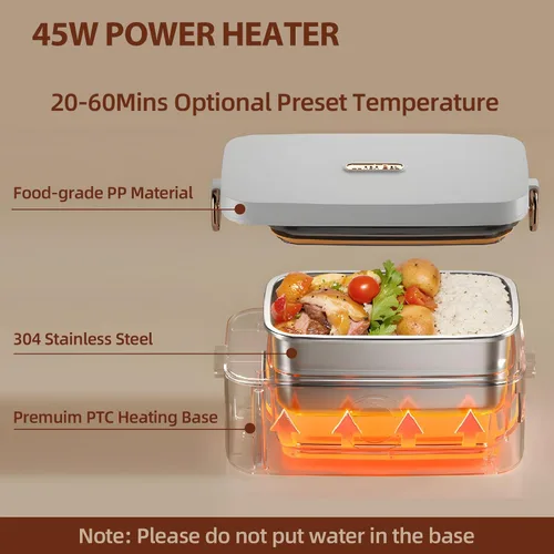 Vista 2 de xeamun Fiambrera eléctrica inalámbrica para hombres y adultos, calentador de alimentos portátil y autocalentable, contenedor SS de 1 litro, perfecto