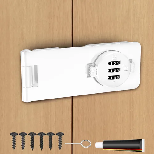 Vista 8 de Cerradura de combinación de gabinete sin llave, perilla giratoria de 3 dígitos con contraseña para puertas, armarios, cajones, puerta de granero