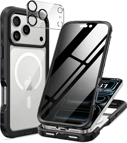 Vista 34 de seacosmo para iPhone Air Funda, Carcasa Completa con Protector de Privacidad de Vidrio Templado 9H Integrado y Protector de Lente de Cámara