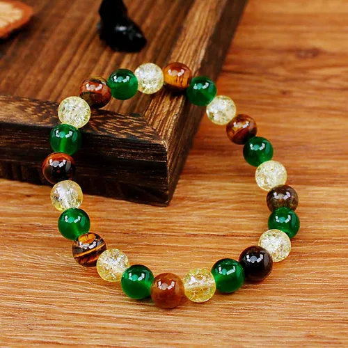 Vista 46 de Pulseras de triple protección con piedra de ojo de tigre de obsidiana negra con hematita para hombres y mujeres, pulsera de piedra curativa