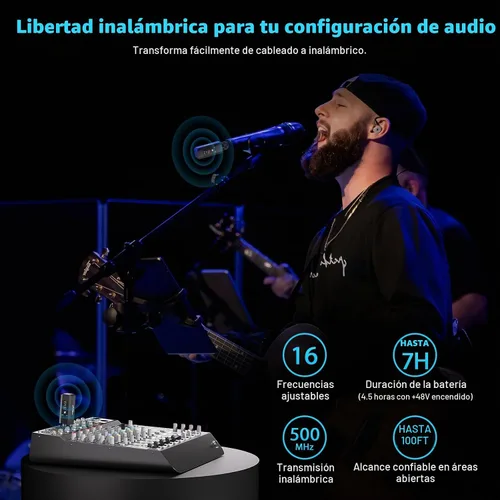 Vista 3 de Phenyx Pro UHF Auto Scan XLR transmisor inalámbrico receptor sistema PTU-X