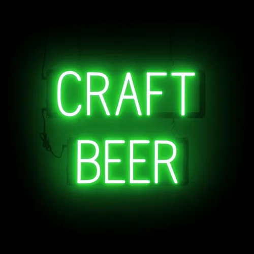 Vista 29 de SpellBrite Letrero de cerveza fría Letrero relacionado con la cerveza con aspecto de neón, fuente de luz LED verde 16.8 x 15.0 pulgadas
