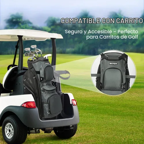 Vista 6 de 15 Way Golf Cart Bag with Organizer Top, Golf Club Cart Bag for Men Negro y Verde