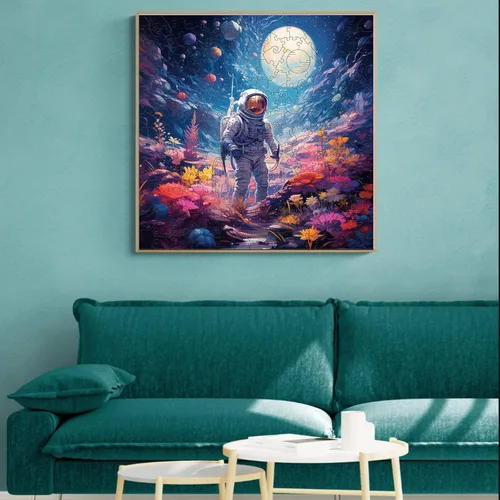 Vista 5 de Rompecabezas de madera para adultos, rompecabezas de astronauta, formas de rompecabezas de universo y caja de rompecabezas de madera, regalo