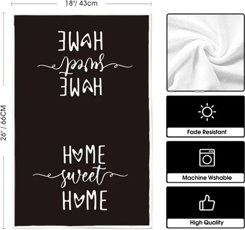 Vista 6 de Artoid Mode Toallas de Cocina Rayas Negras Home Sweet Home Boho Halloween Toallas de Platos, 18x26 Pulgadas Toallas de Mano de Decoración