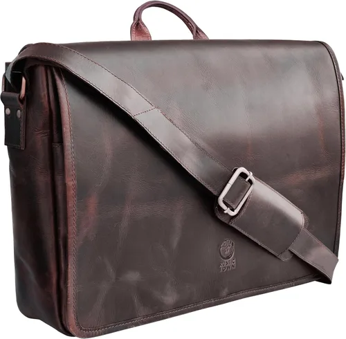 Vista 7 de Bolso de mensajero de cuero para hombre, 14 pulgadas, bolso de cuero para laptop, bolso cruzado vintage para oficina, bolso de hombro de viaje